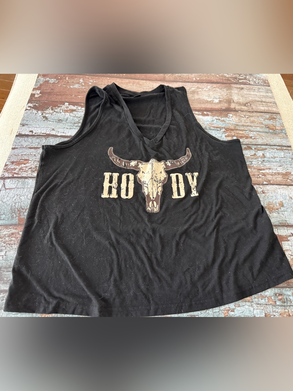 SHEIN Black Tank with 'Howdy' Skull Graphic